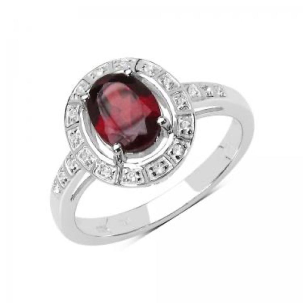 Beautiful Womens Sterling Silver 1.60 CTW Garnet Size 7 Designer Ring